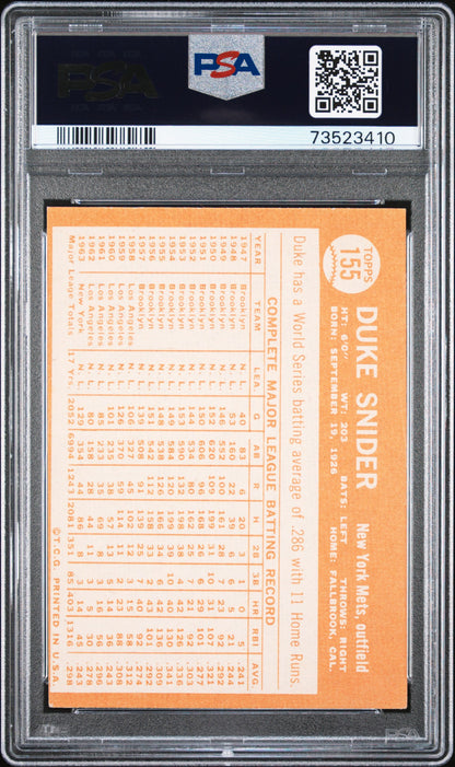 1964 Topps Baseball Duke Snider #155 Psa 4 73523410