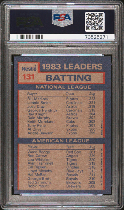 1984 Topps Nestle Hand Cut Baseball Batting Leaders #131 Psa 9 73525271