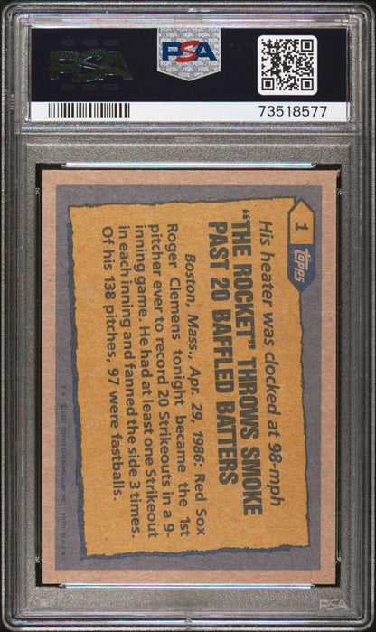 1987 Topps Baseball Roger Clemens #1 Psa 9 73518577