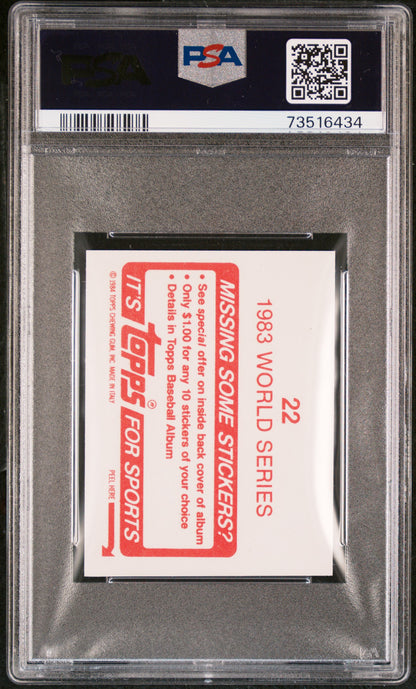 1984 Topps Stickers Baseball 1983 World Series #22 Psa 9 73516434