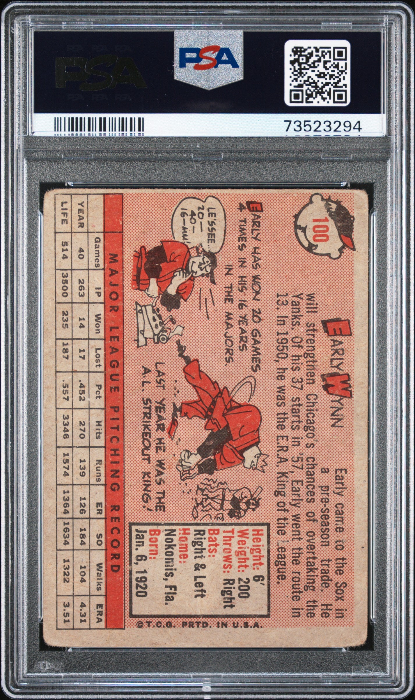 1958 Topps Baseball Early Wynn #100 Psa 1.5 73523294