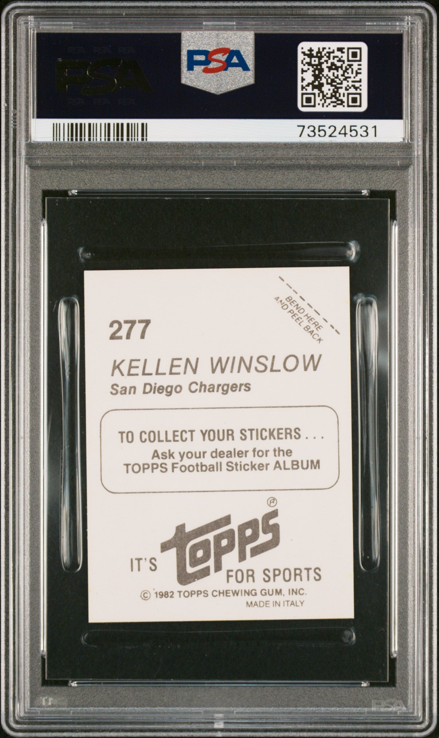 1982 Topps Stickers Football Kellen Winslow #277 Psa 10 73524531