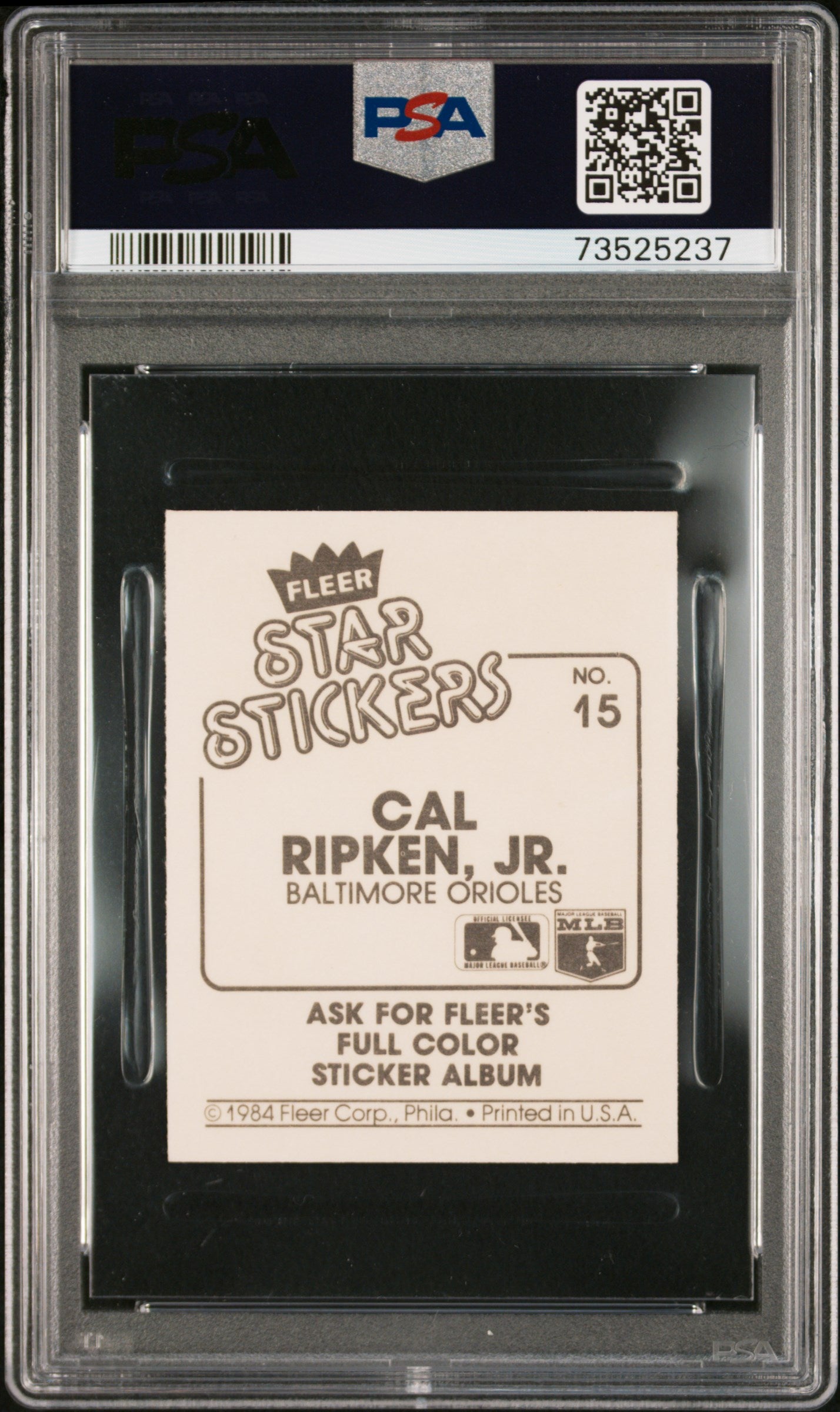 1984 Fleer Stickers Baseball Cal Ripken Jr. #15 Psa 9 73525237