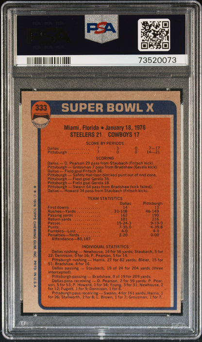 1976 Topps Football Super Bowl X #333 Psa 5 73520073