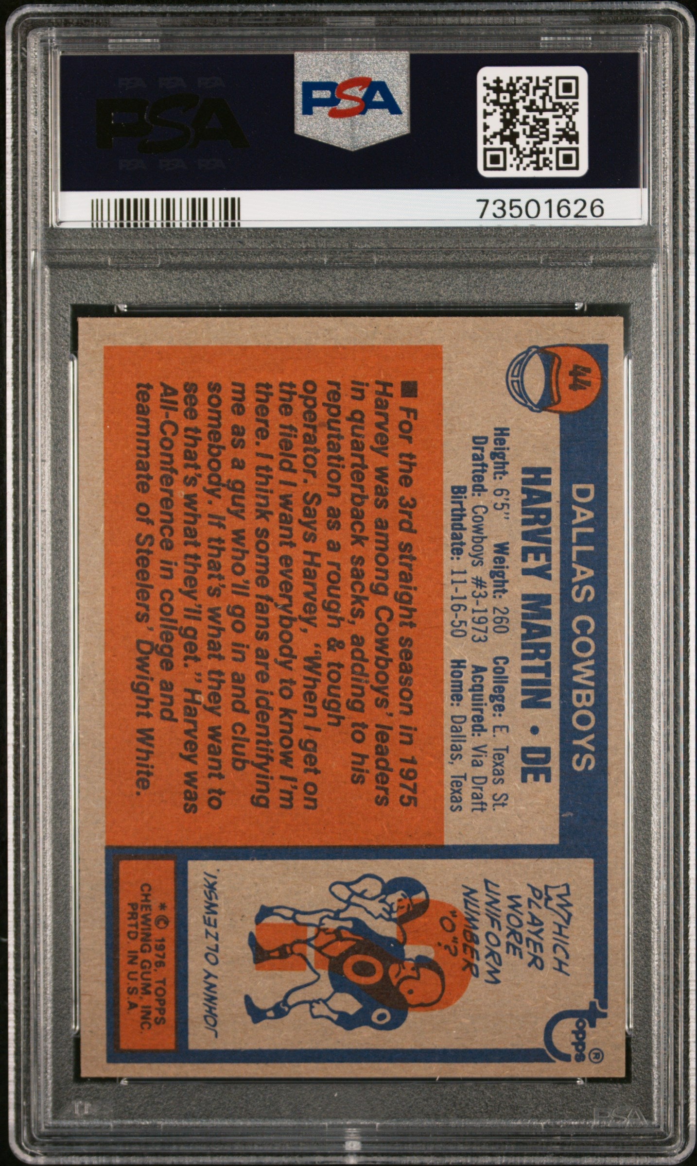 1976 Topps Football Harvey Martin #44 Psa 6 73501626