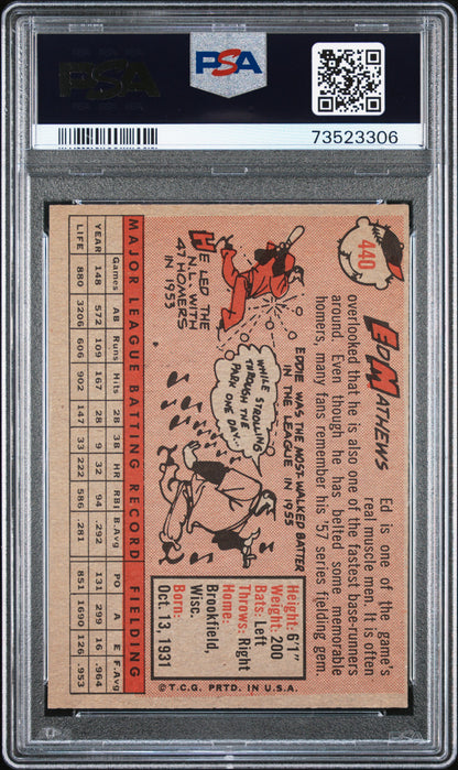 1958 Topps  Baseball Ed Mathews #440 Psa 6 73523306