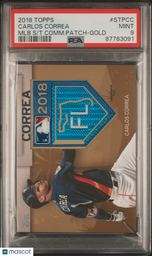 2018 Topps MLB Spring Training Patch GOLD Carlos Correa #STPCC PSA 9 87783091