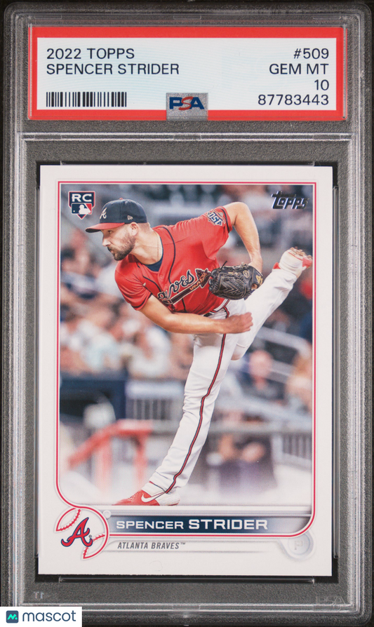 2022 Topps Baseball Spencer Strider RC #509 PSA 10 87783443