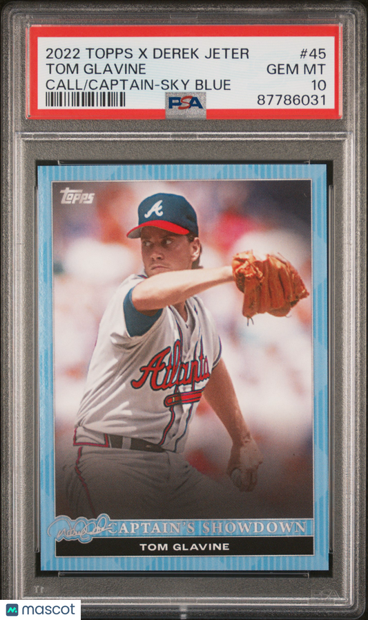 2022 Topps X Derek Jeter SKY BLUE Tom Glavine #45 PSA 10 87786031 POP 1