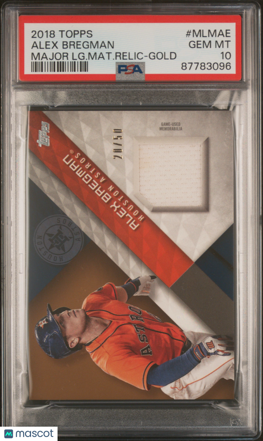 2018 Topps Major League Material Relic GOLD Alex Bregman PSA 10 87783096 POP 1