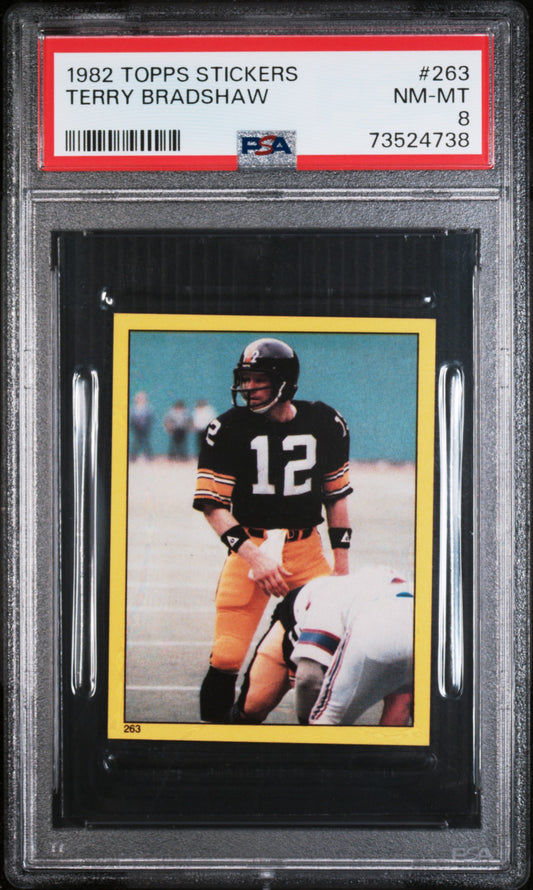 1982 Topps Stickers Football Terry Bradshaw #263 Psa 8 73524738