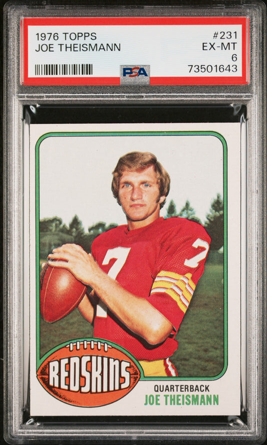 1976 Topps Football Joe Theismann #231 Psa 6 73501643