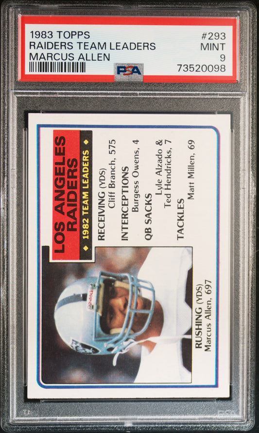 1983 Topps Football Raiders Team Leaders #293 Psa 9 73520098