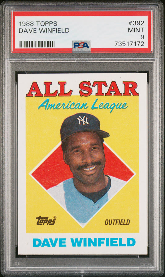 1988 Topps Baseball Dave Winfield #392 Psa 9 73517172