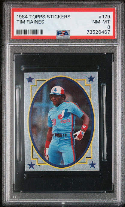 1984 Topps Stickers Baseball Tim Raines #179 Psa 8 73526467