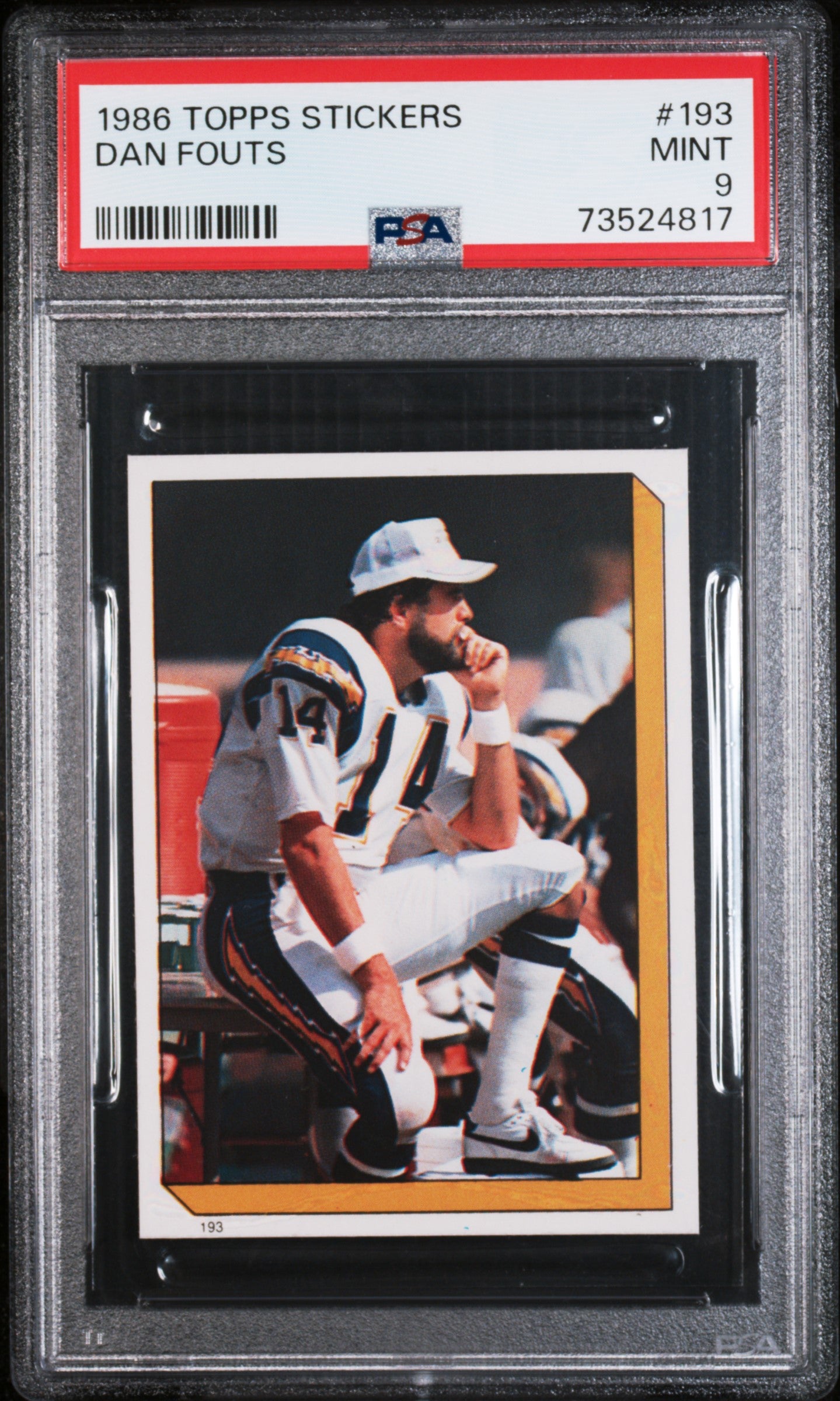 1986 Topps Stickers Football Dan Fouts #193 Psa 9 73524817