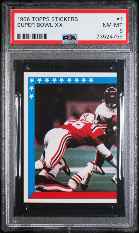 1986 Topps Stickers Football Super Bowl Xx #1 Psa 8 73524759