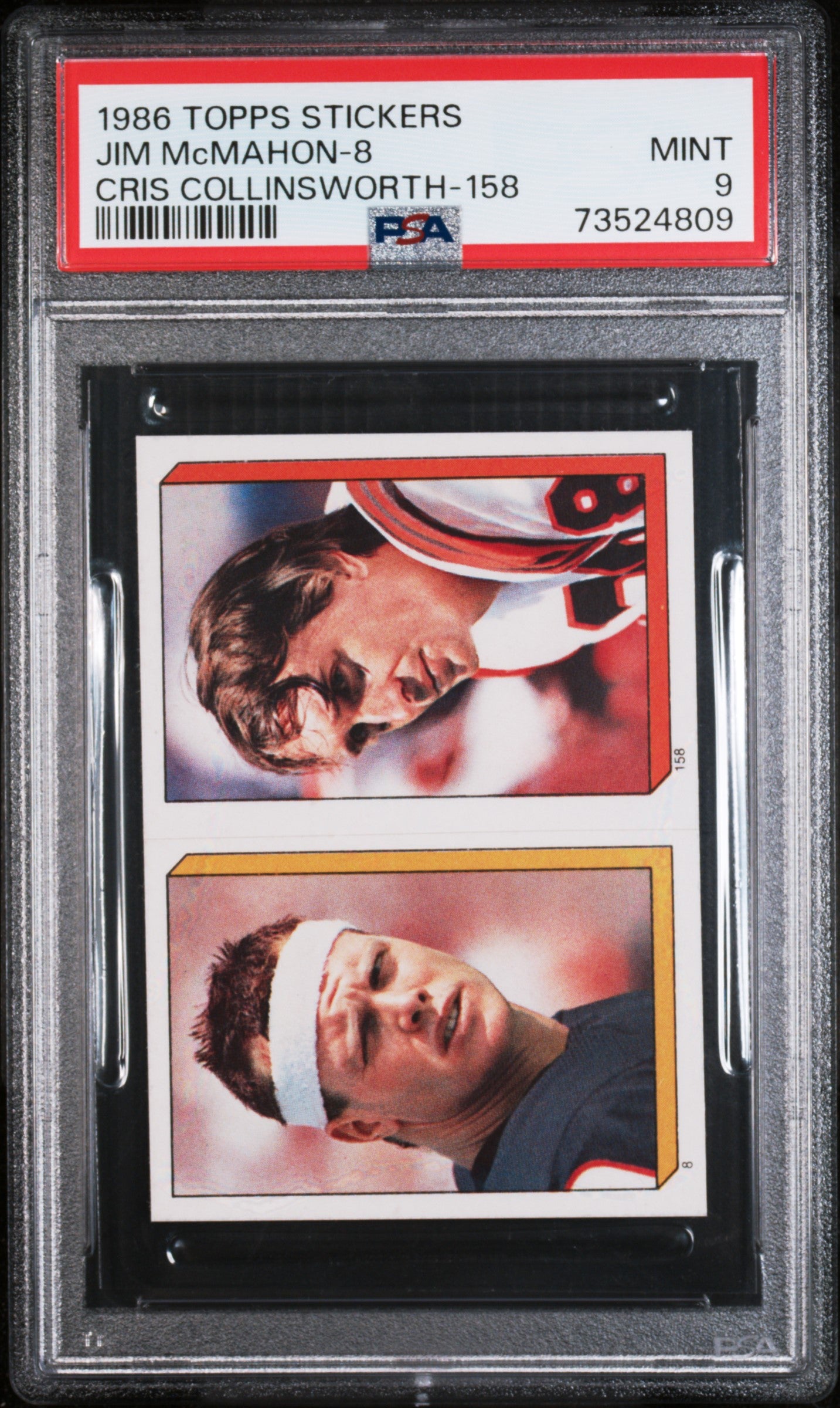 1986 Topps Stickers Football Jim Mcmahon-8 {cardnumber} Psa 9 73524809