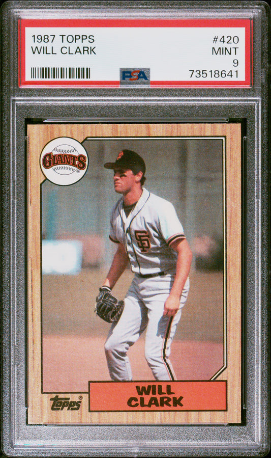 1987 Topps Baseball Will Clark #420 Psa 9 73518641