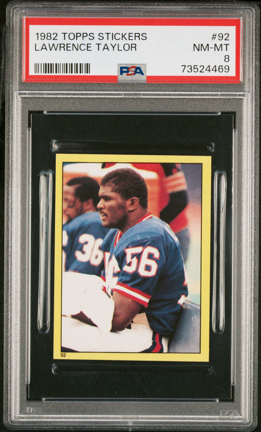 1982 Topps Stickers Football Lawrence Taylor #92 Psa 8 73524469