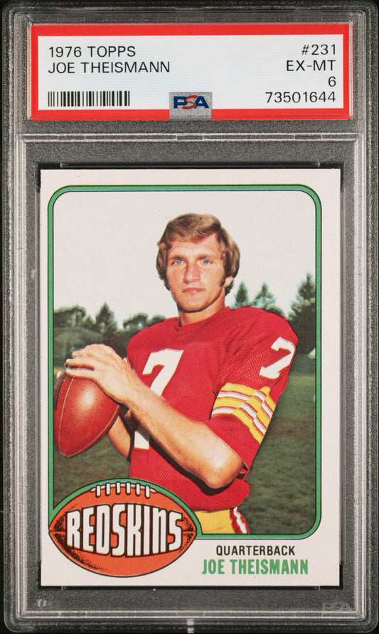 1976 Topps Football Joe Theismann #231 Psa 6 73501644