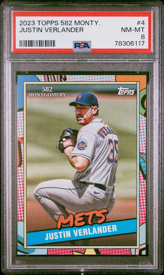 2023 Topps 582 Montgomery Set Baseball Justin Verlander #4 Psa 8 78306117