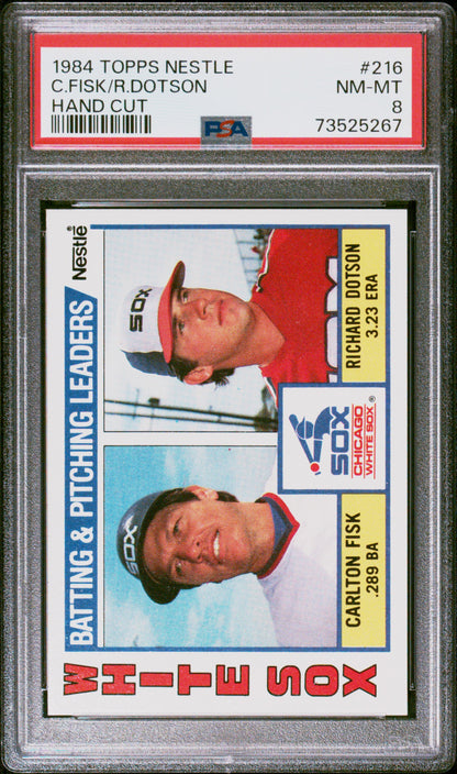 1984 Topps Nestle Hand Cut Baseball C/fisk/r/dotson #216 Psa 8 73525267