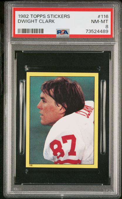 1982 Topps Stickers Football Dwight Clark #116 Psa 8 73524489