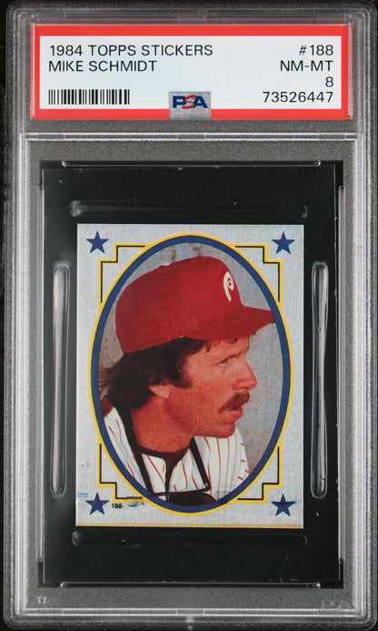 1984 Topps Stickers Baseball Mike Schmidt #188 Psa 8 73526447