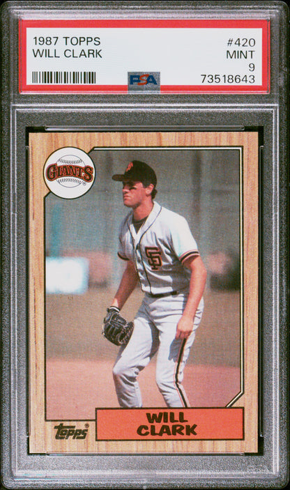 1987 Topps Baseball Will Clark #420 Psa 9 73518643