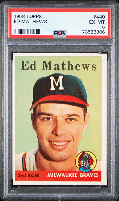 1958 Topps  Baseball Ed Mathews #440 Psa 6 73523306