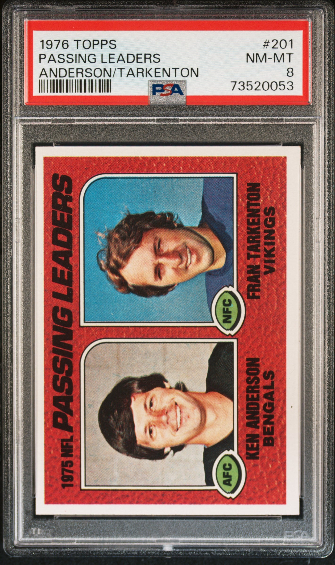 1976 Topps Football Passing Leaders #201 Psa 8 73520053