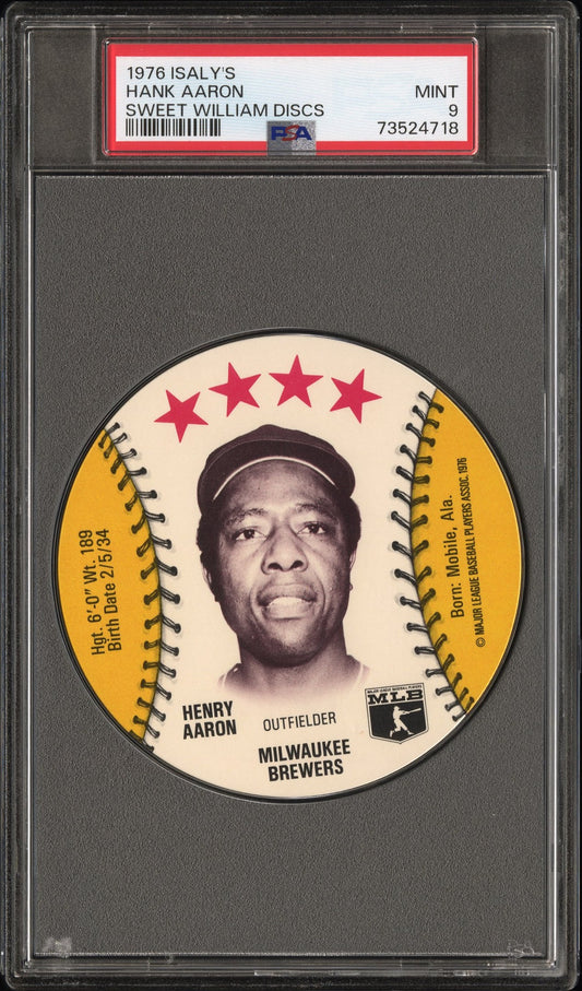 1976 Isaly's Sweet William Disc Baseball Hank Aaron Psa 9 73524718