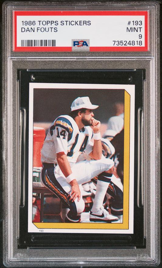 1986 Topps Stickers Football Dan Fouts #193 Psa 9 73524818