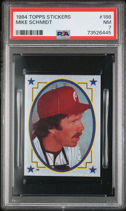 1984 Topps Stickers Baseball Mike Schmidt #188 Psa 7 73526445