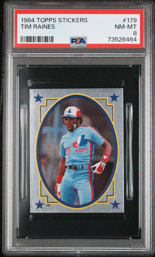 1984 Topps Stickers Baseball Tim Raines #179 Psa 8 73526464