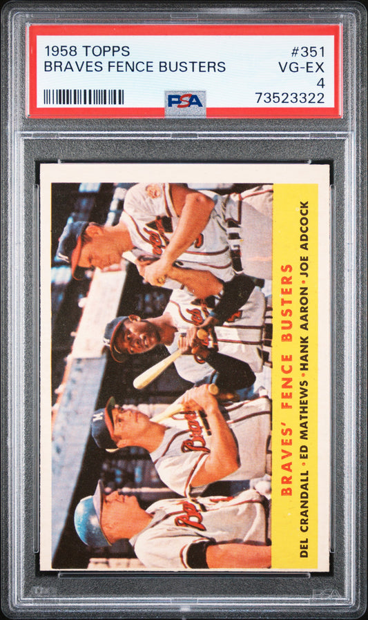 1958 Topps Baseball Braves Fence Busters #351 Psa 4 73523322