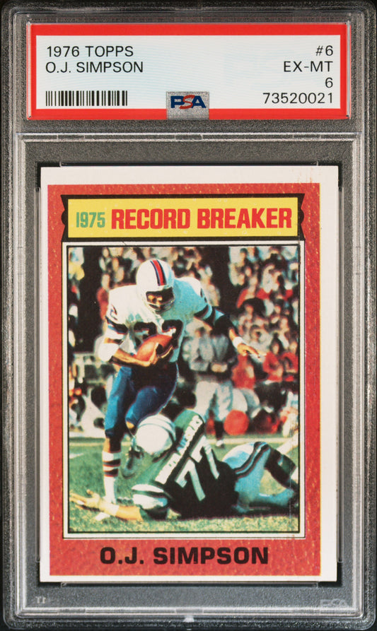 1976 Topps Football O.j. Simpson #6 Psa 6 73520021