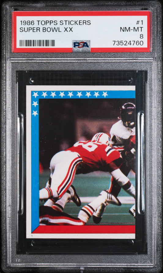 1986 Topps Stickers Football Super Bowl Xx #1 Psa 8 73524760