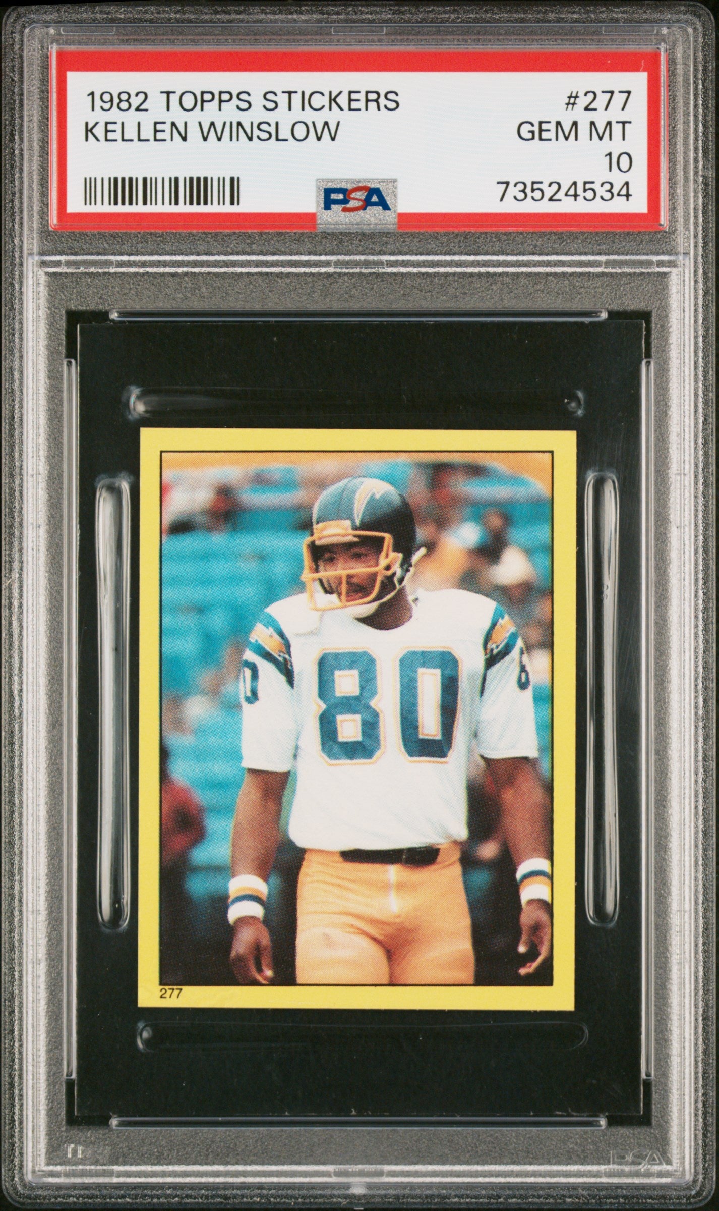 1982 Topps Stickers Football Kellen Winslow #277 Psa 10 73524534