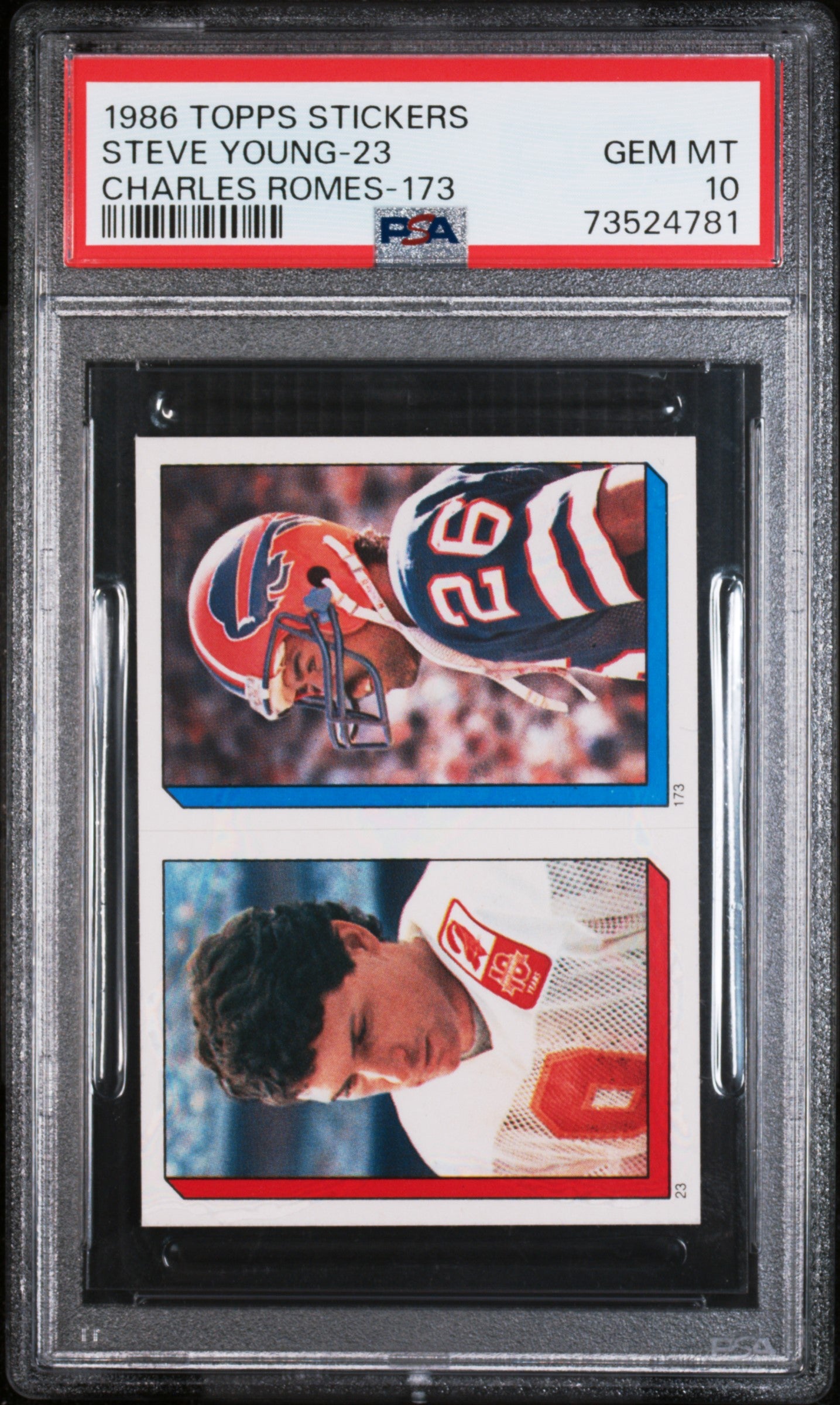 1986 Topps Stickers Football Steve Young-23 Psa 10 73524781