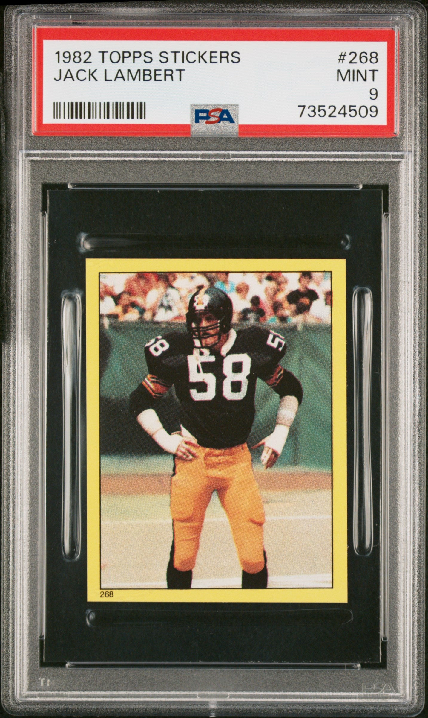 1982 Topps Stickers Football Jack Lambert #268 Psa 9 73524509