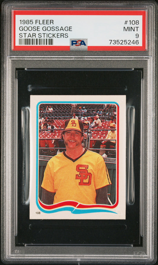 1985 Fleer Star Stickers Baseball Goose Gossage #108 Psa 9 73525246