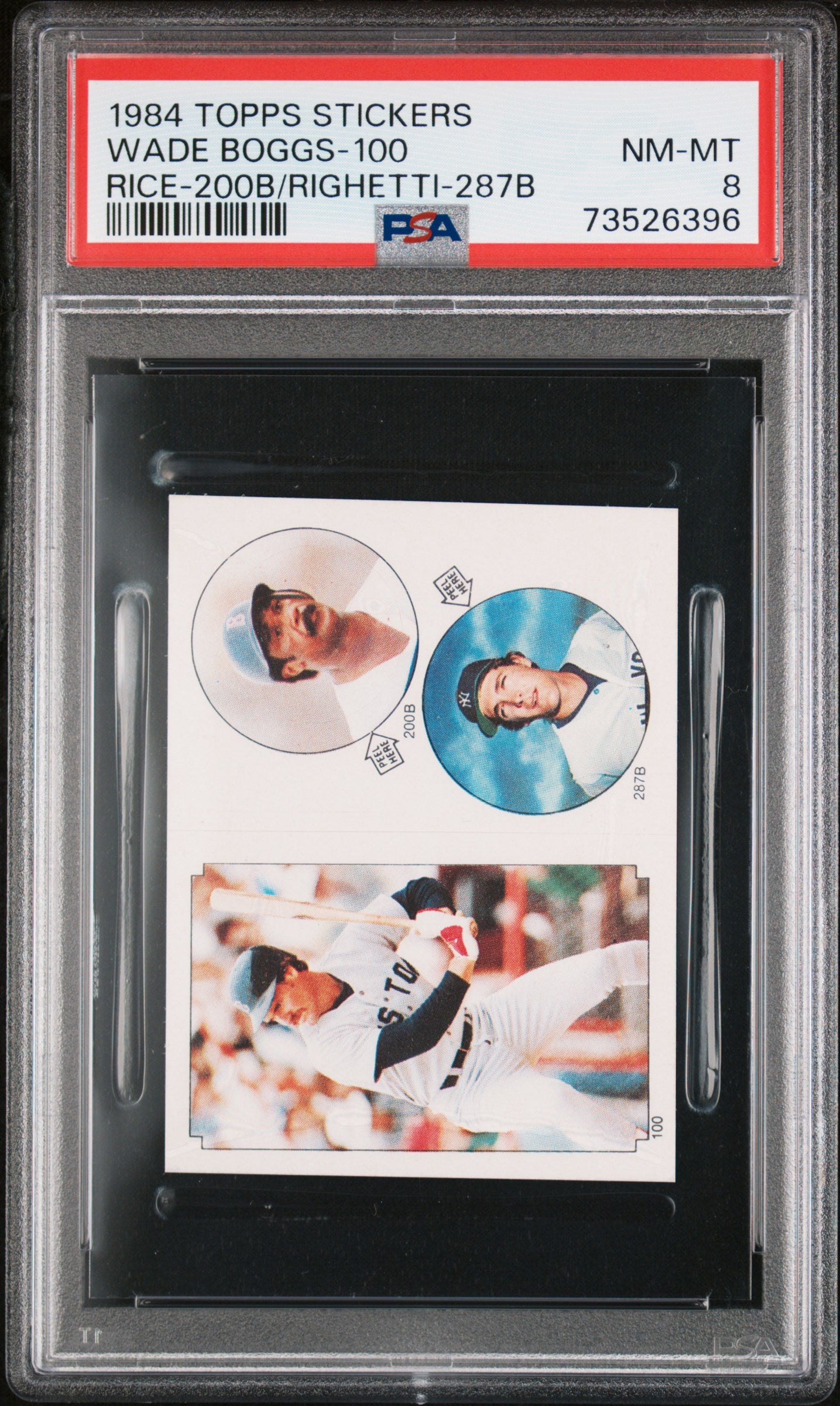 1984 Topps Stickers Baseball Wade Boggs-100 Psa 8 73526396
