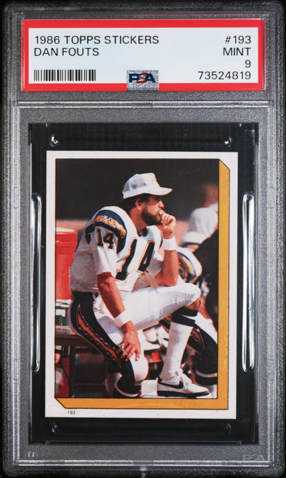 1986 Topps Stickers Football Dan Fouts #193 Psa 9 73524819