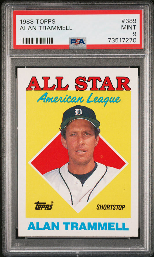 1988 Topps Baseball Alan Trammell #389 Psa 9 73517270