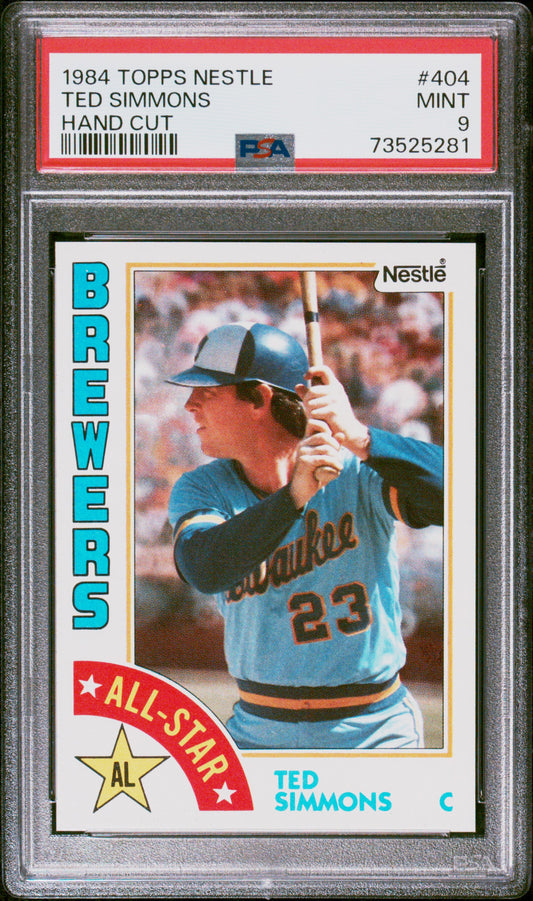 1984 Topps Nestle Hand Cut Baseball Ted Simmons #404 Psa 9 73525281