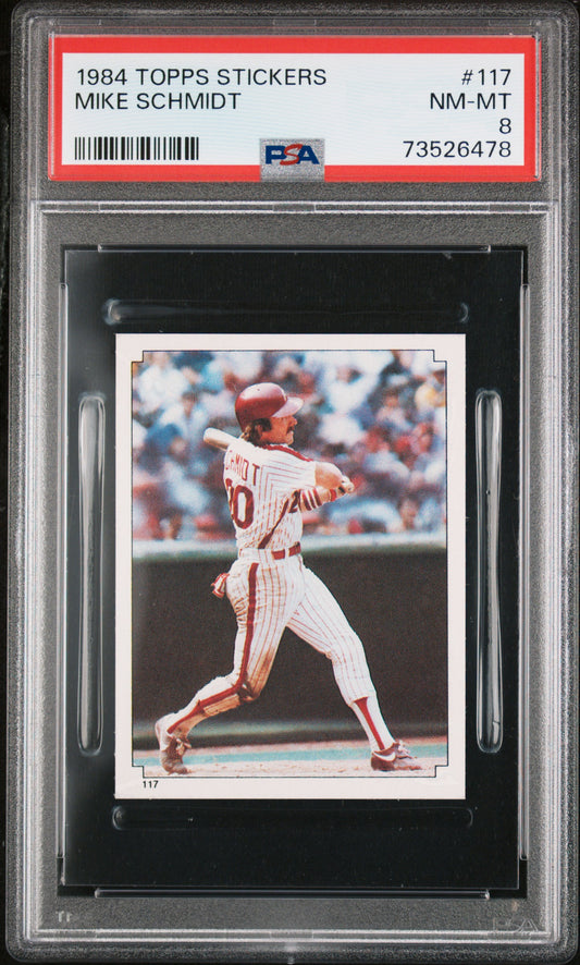 1984 Topps Stickers Baseball Mike Schmidt #117 Psa 8 73526478