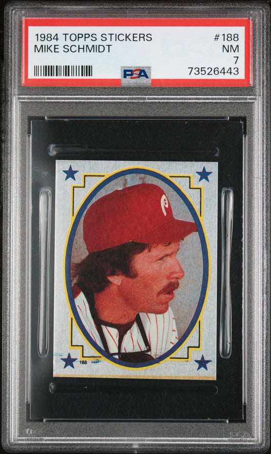 1984 Topps Stickers Baseball Mike Schmidt #188 Psa 7 73526443