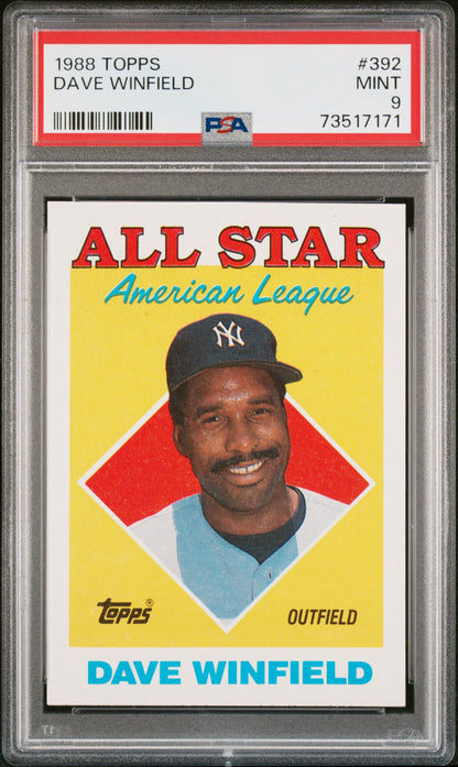 1988 Topps Baseball Dave Winfield #392 Psa 9 73517171